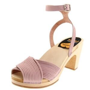 Swedish Hasbeens Toffel Women Strappy Ankle-Strap Sandal Tan Learher Sz 40